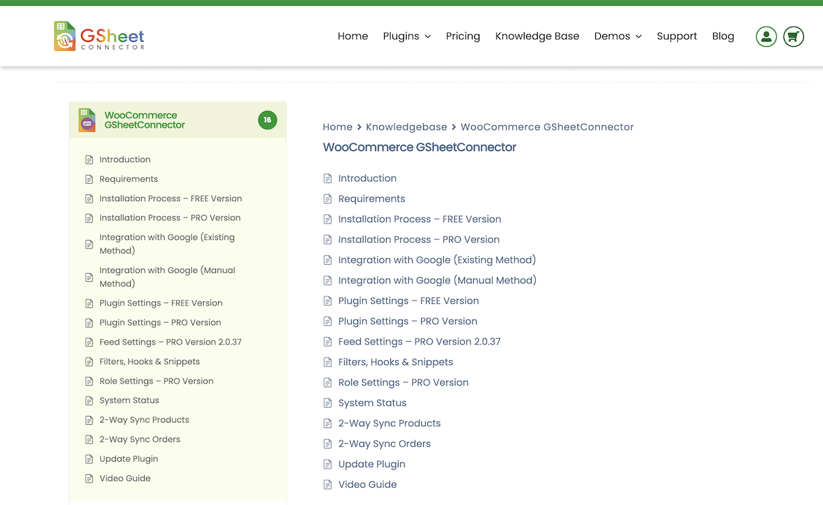 The knowledge base for WooCommerce Google Sheet Connector Pro.