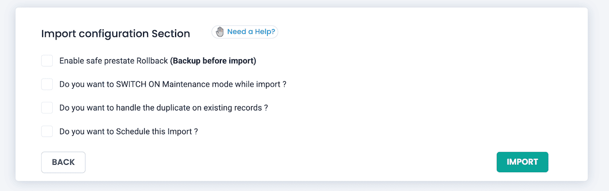 The import configuration options for a CSV import process.
