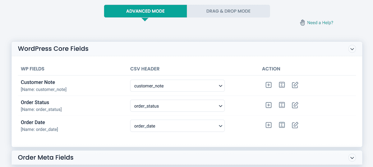 The Advanced mapping interface within WP Ultimate CSV Importer Pro.