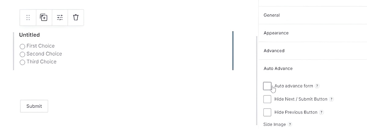 Setting up auto-advancement for a radio button within Gravity Forms.