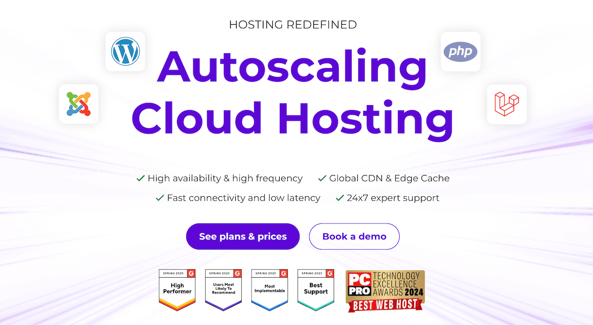 The Autoscale by 20i homepage.