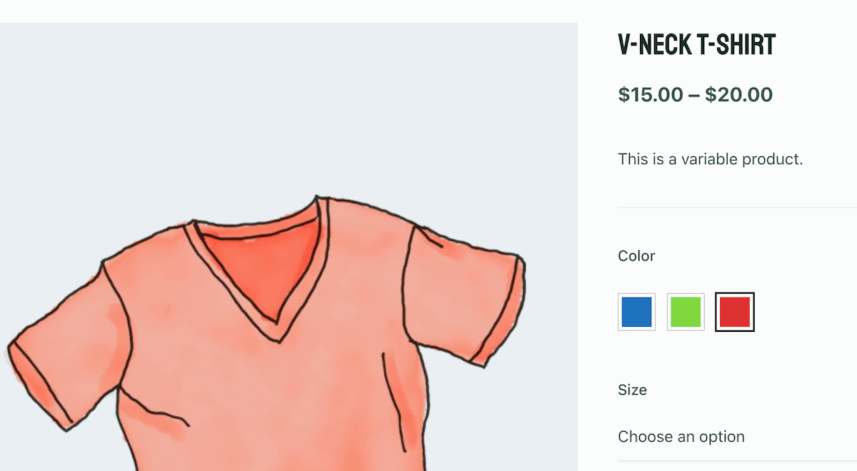 Image swatches on the WooCommerce front end.