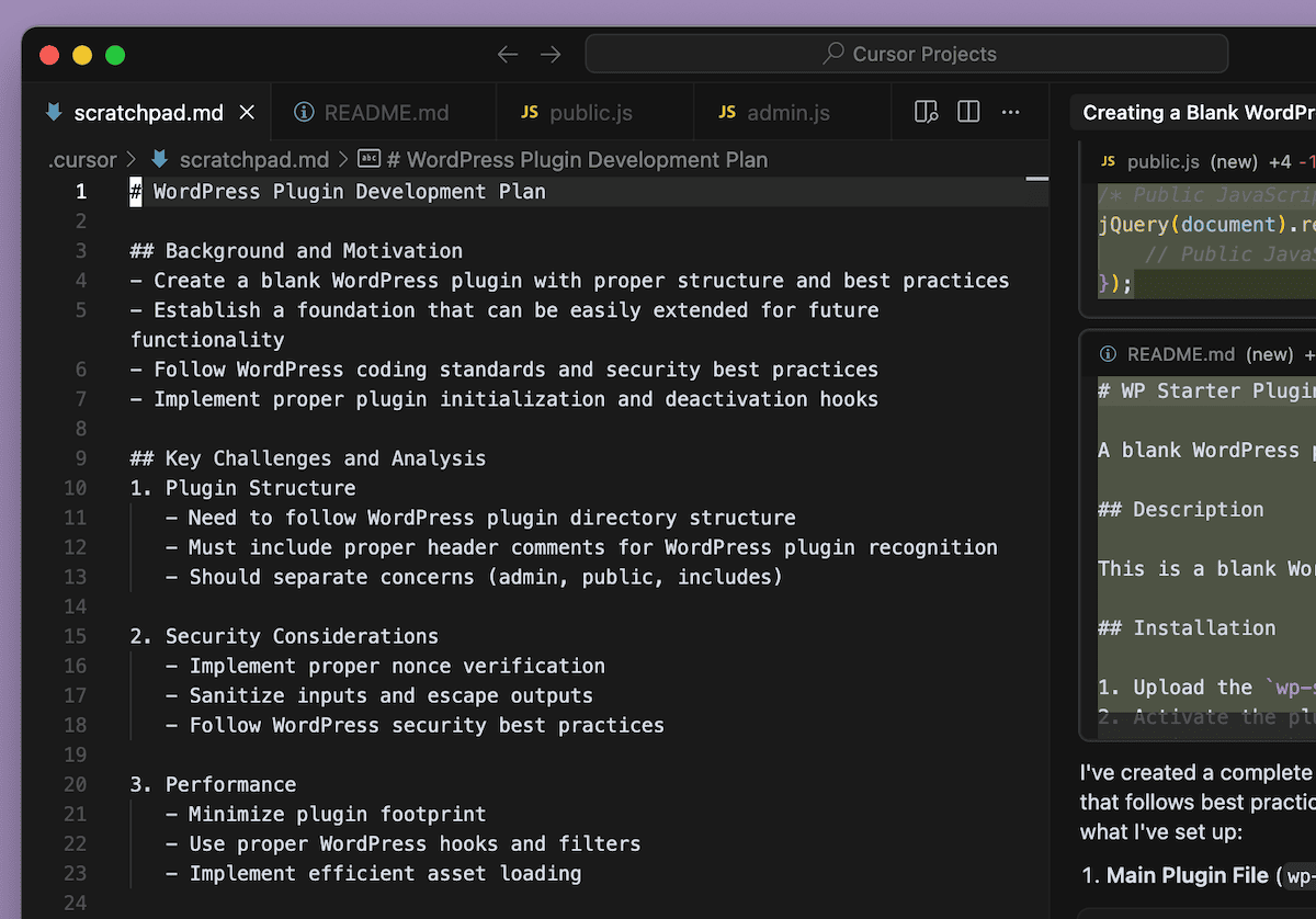 A development plan created in Cursor.