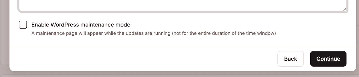 The Enable Maintenance Mode checkbox.