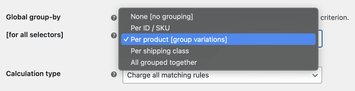 The Global Group-By Setting in Advanced Shipping Rates for WooCommerce.