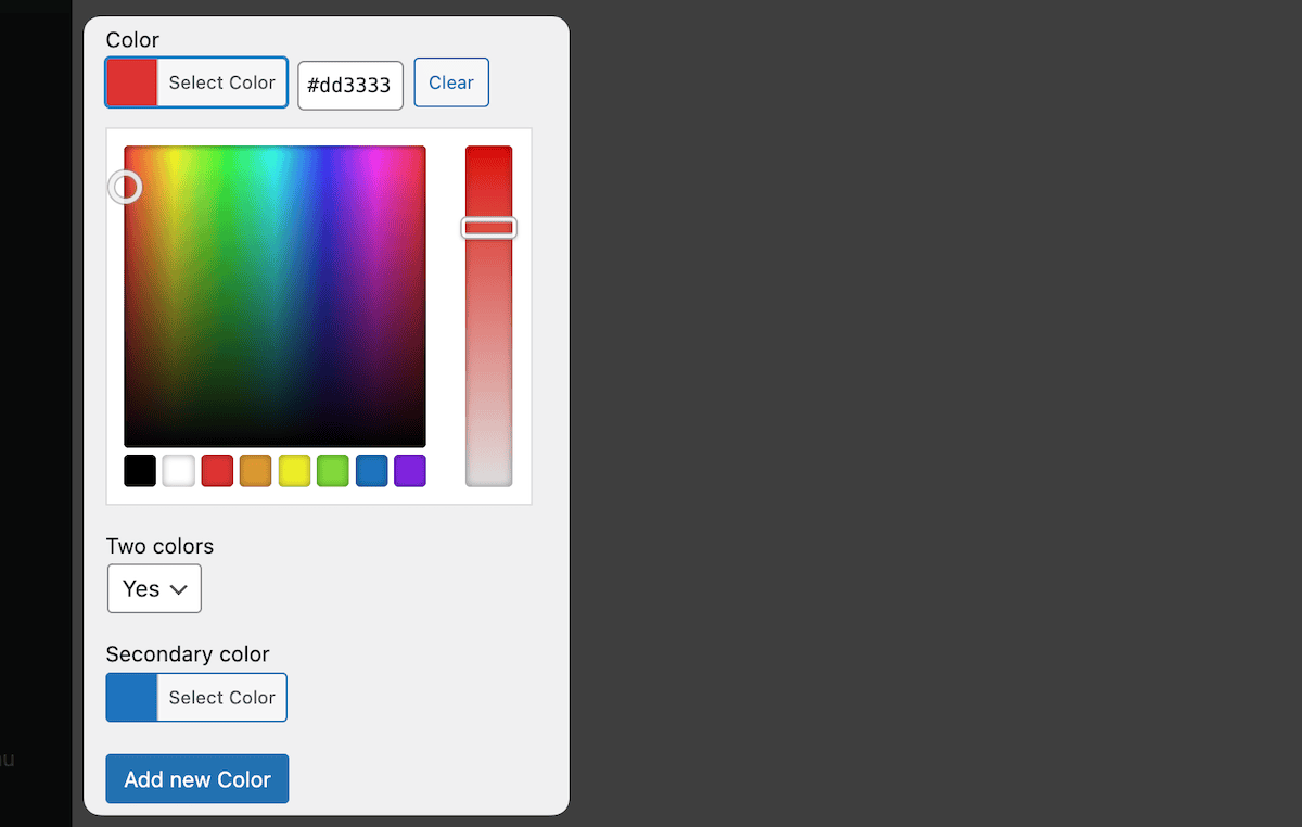 Choosing two colors for an attribute.