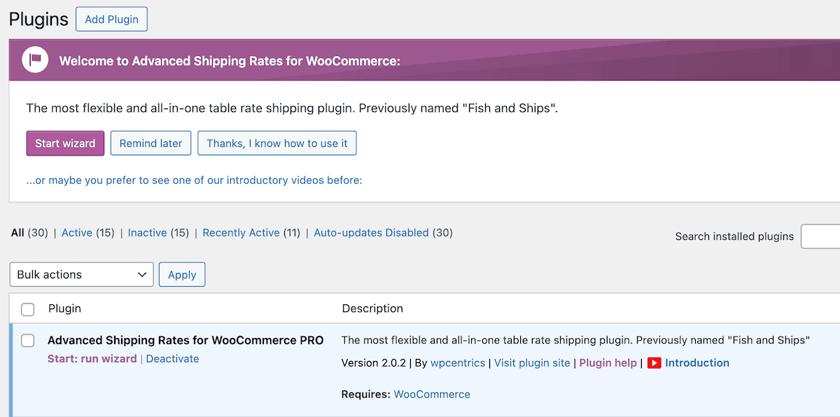 The notification for Advanced Shipping Rates' onboarding wizard.
