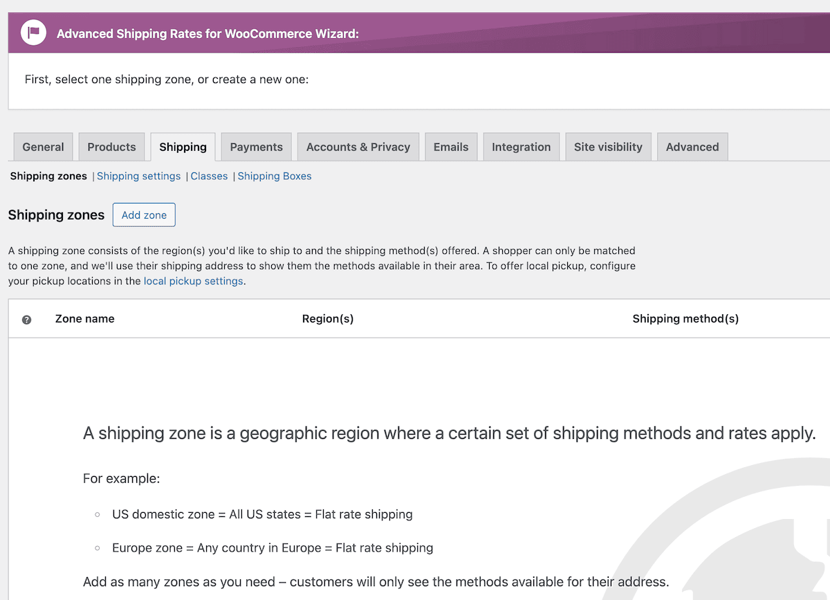 Running through the Advanced Shipping Rates wizard.