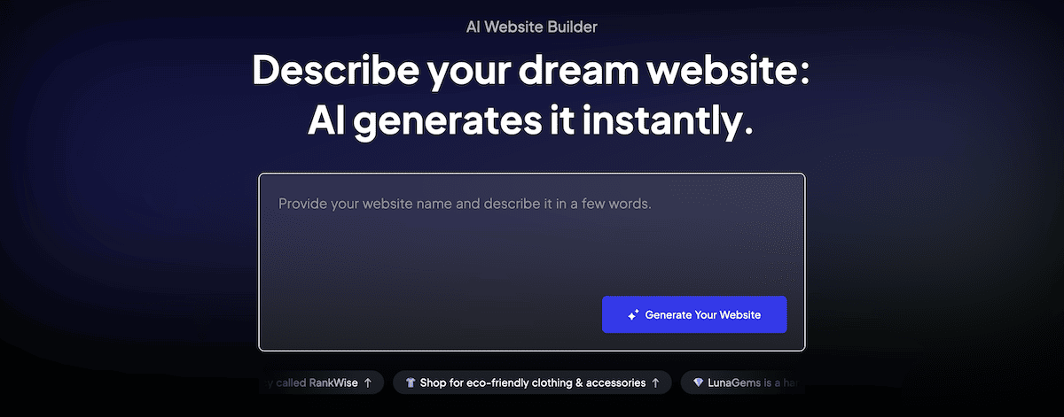 The 10Web AI Builder website.