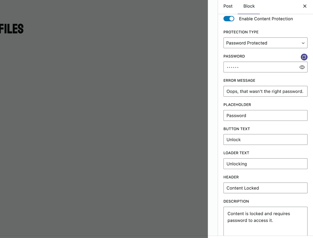 The EmbedPress content protection options.