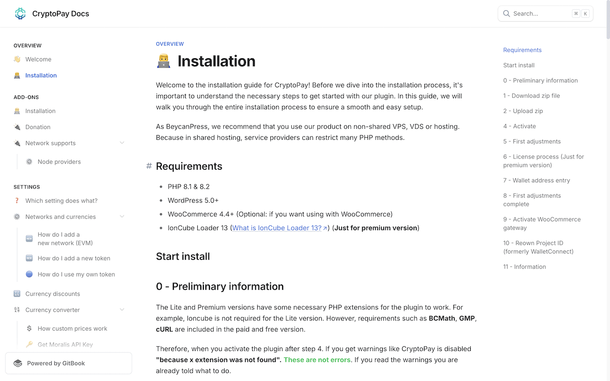 CryptoPay's documentation pages.
