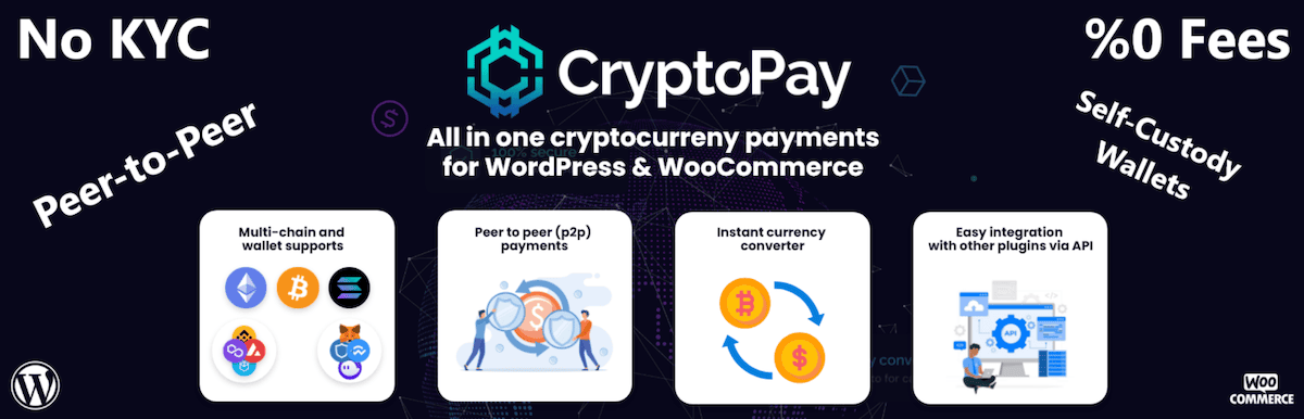 The CryptoPay plugin header image from WordPress.org.