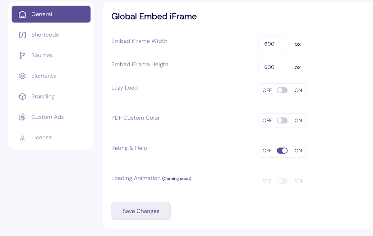 The EmbedPress global iFrame settings.