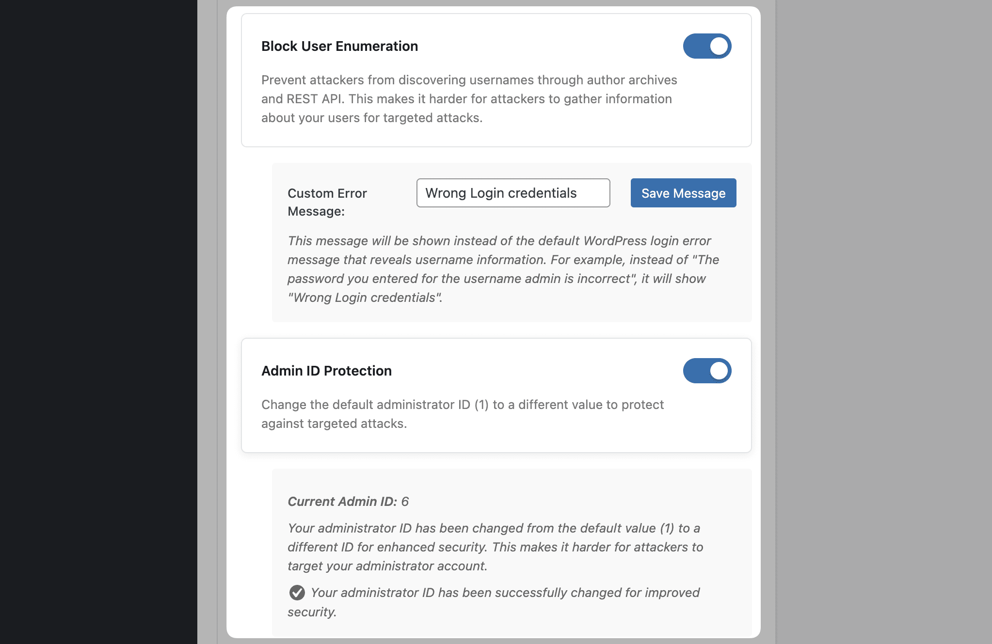 The login and authentication settings in Iron Security.