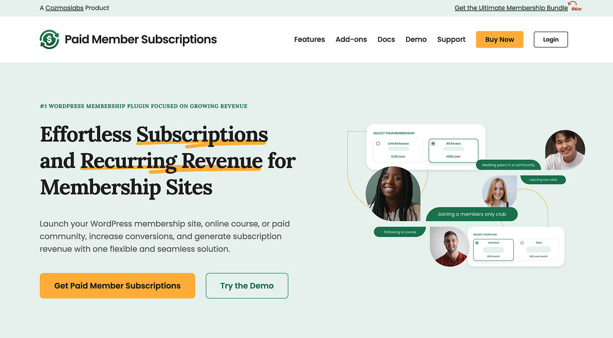 Paid Member Subscriptions' website.