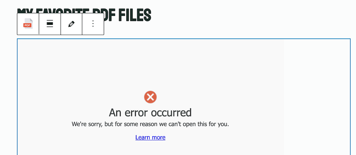 An error within EmbedPress.