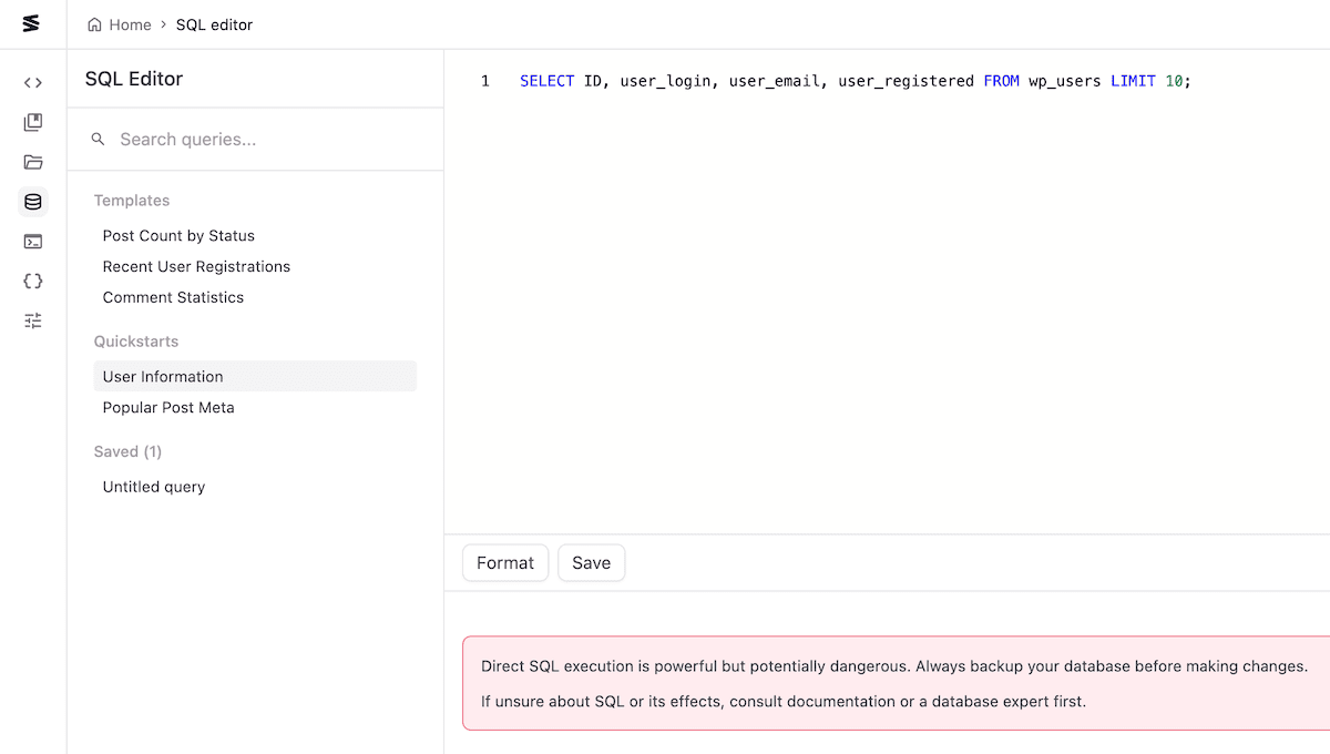 The SnipVault SQL editor.
