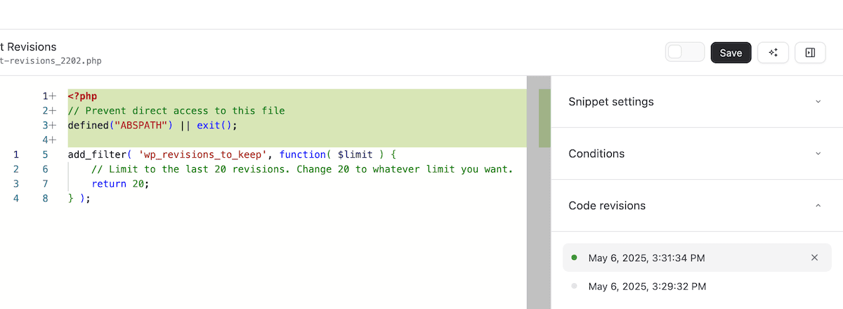 SnipVault's built-in version control.