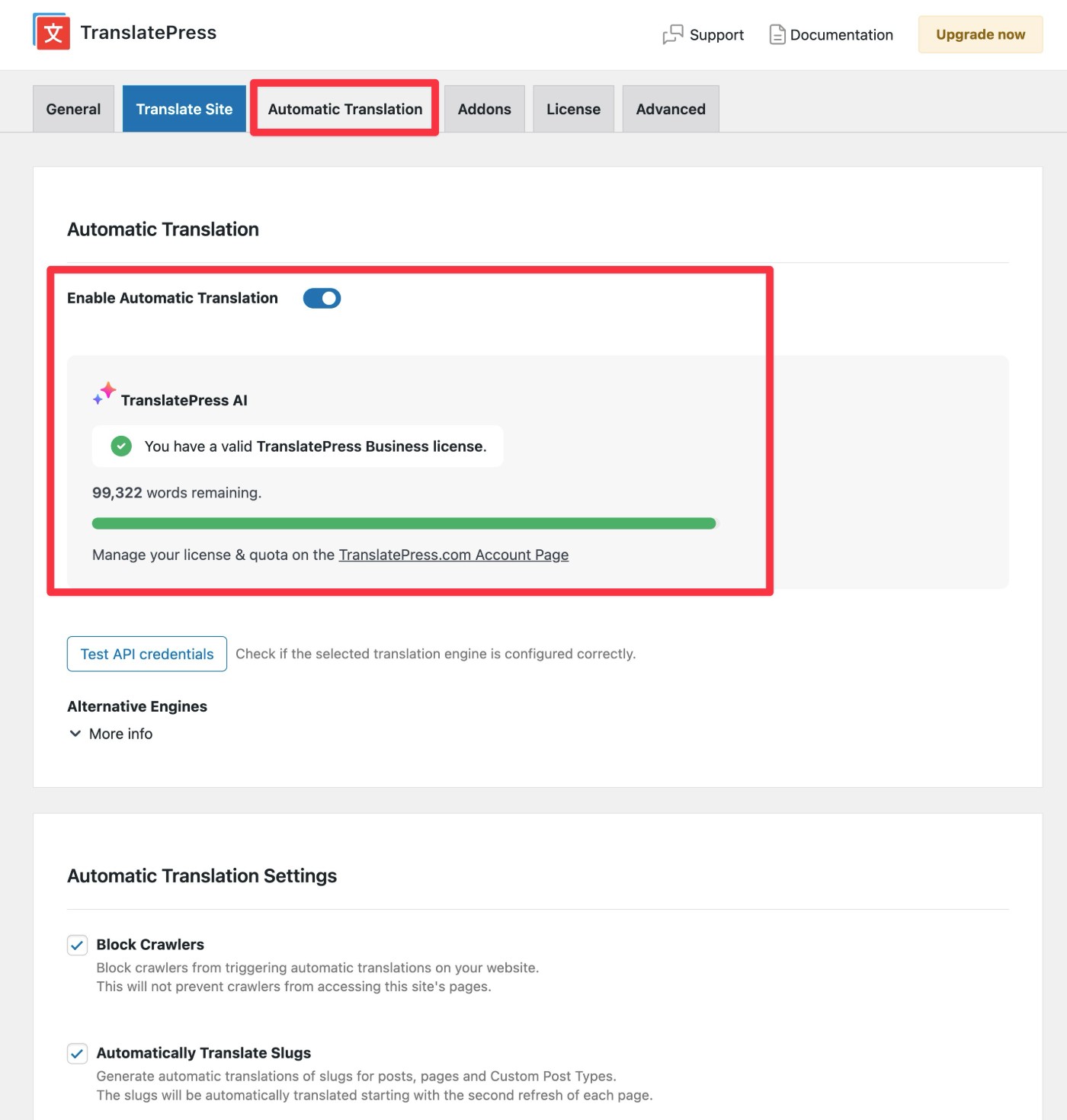 Automatic translation