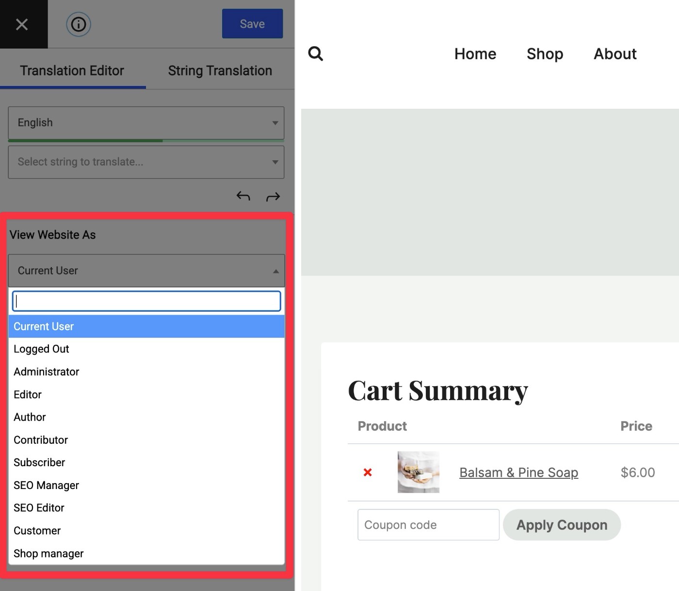 Browse as different user roles