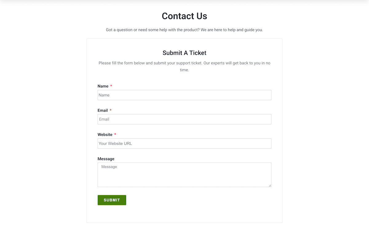 The WPLP Compliance Platform contact form.