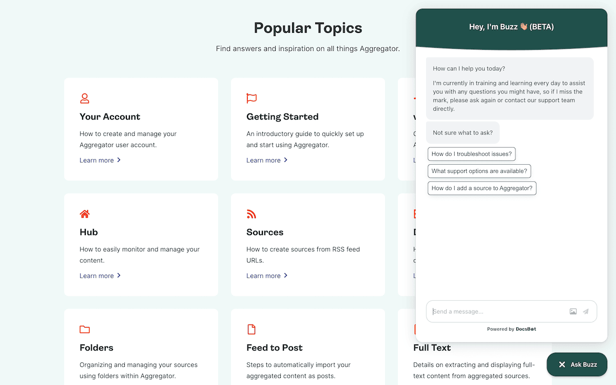 The documentation page from the Aggregator plugin.