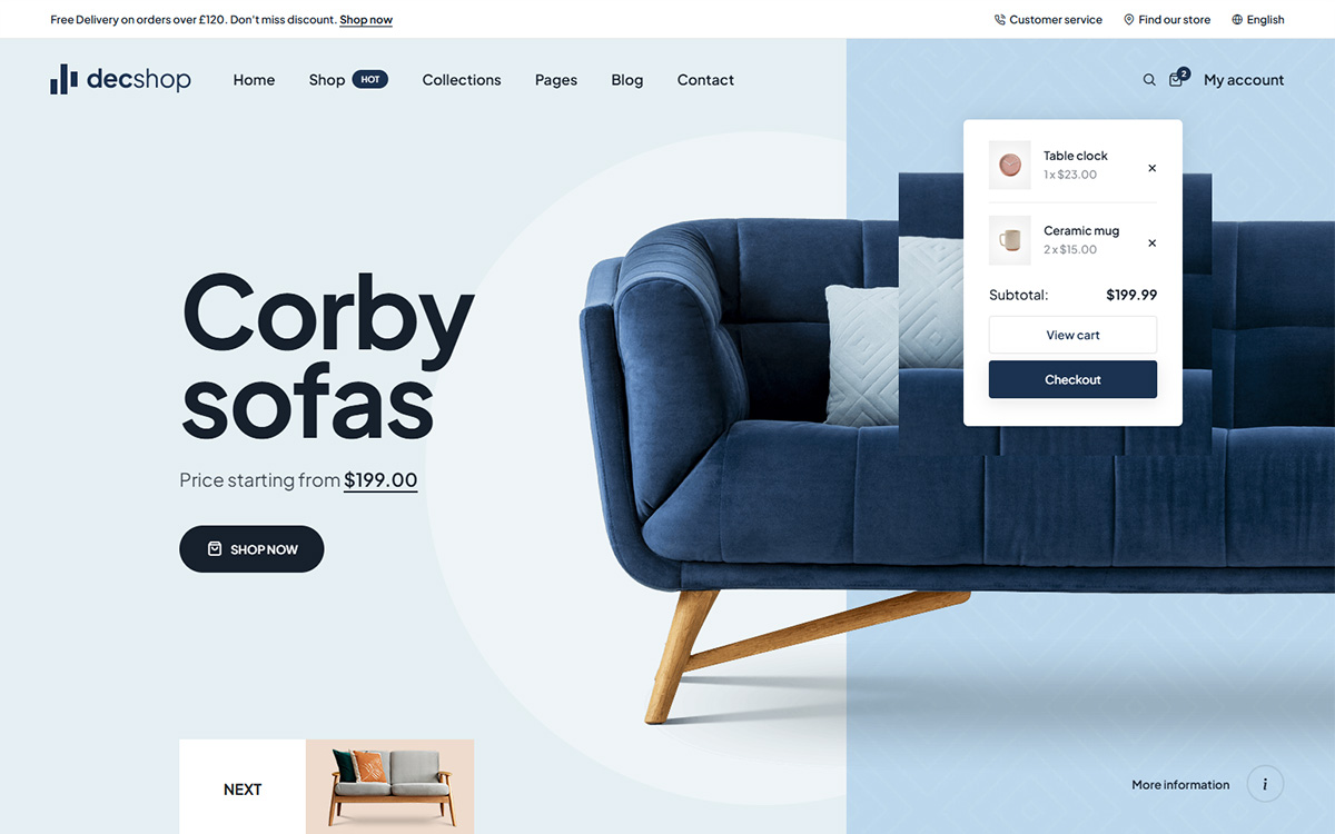 A Crafto mini cart within a site's header section.