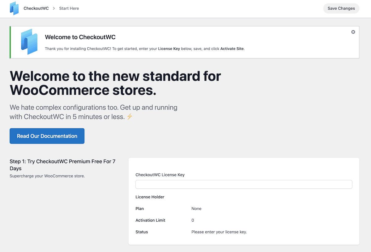 The main CheckoutWC dashboard.