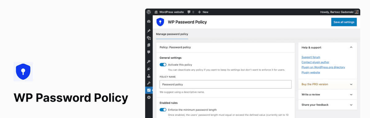The WP Password Policy plugin header image from WordPress.org.