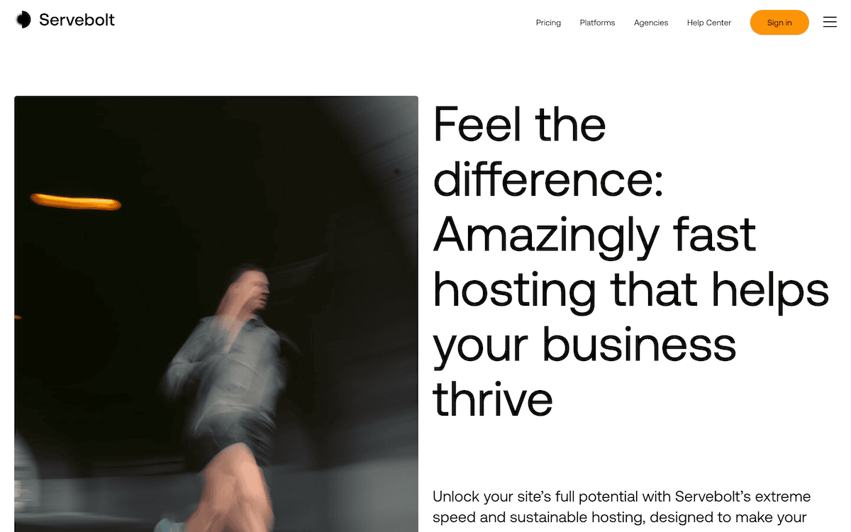 The Servebolt homepage.
