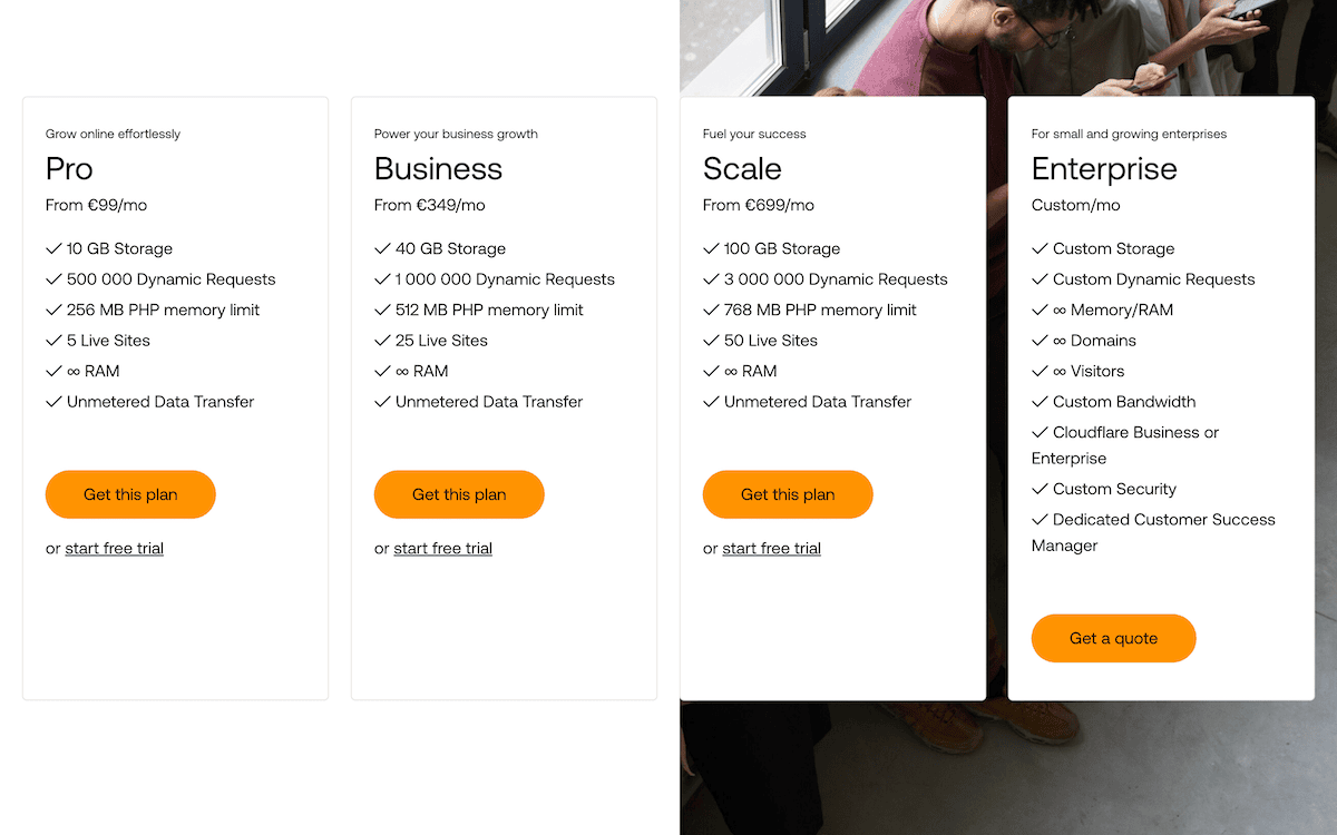 The Servebolt pricing page.