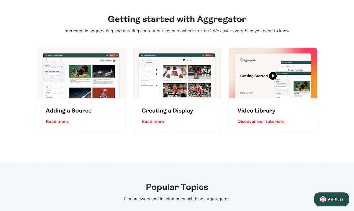 The Aggregator Help Center.