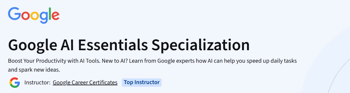 Google AI Essentials course - Coursera