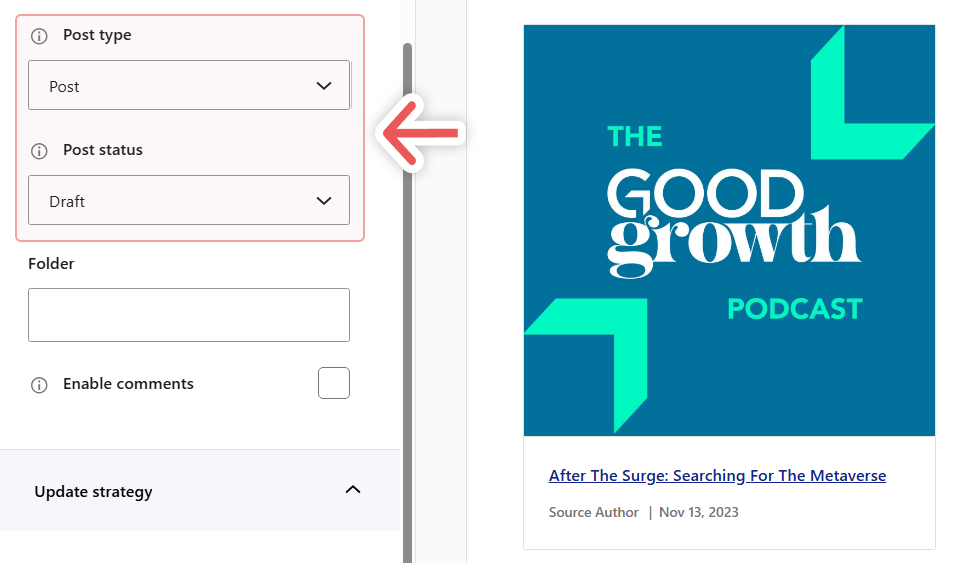 Importing RSS feed content in Aggregator as a post