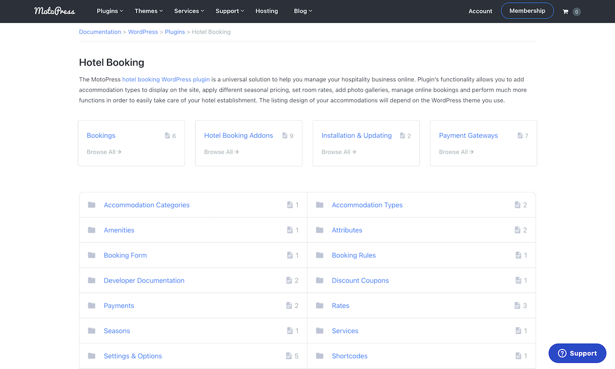 The MotoPress documentation portal for Hotel Booking.