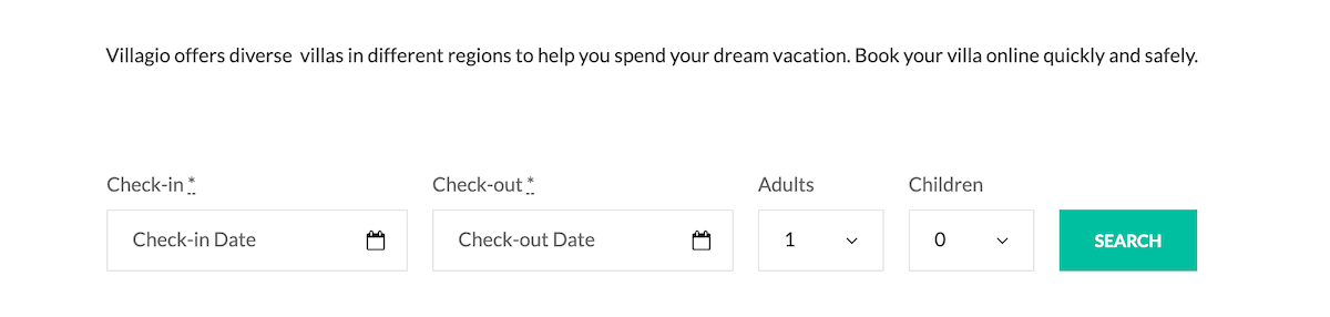 The mobile-responsive property search form on the front-end.