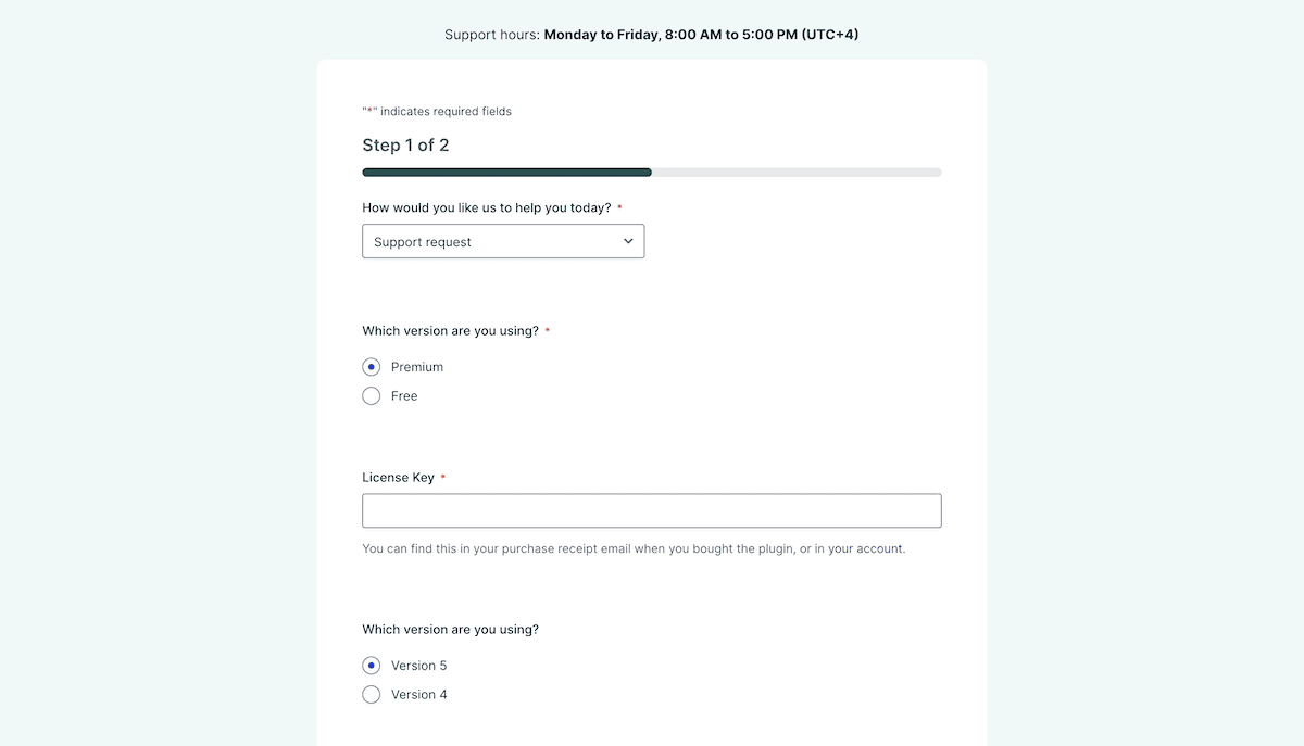 The Aggregator support contact form.