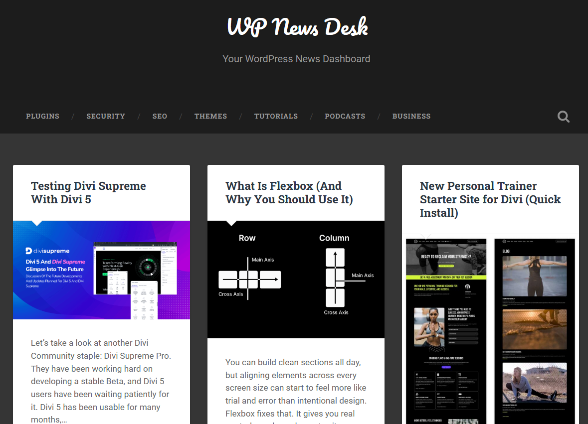 The WP News Desk website
