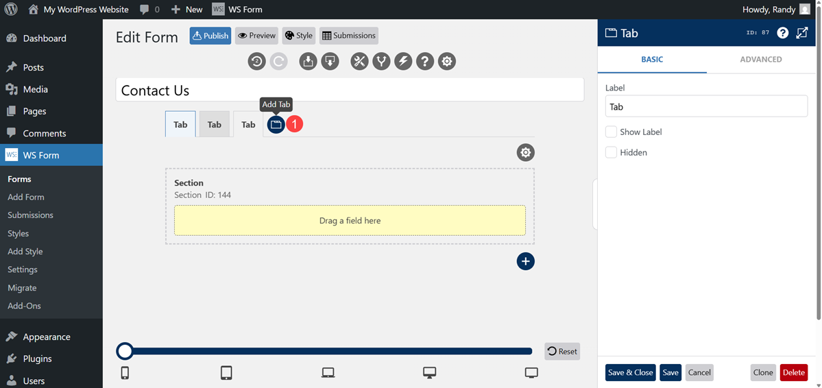 Multi-Page Forms with Tabs