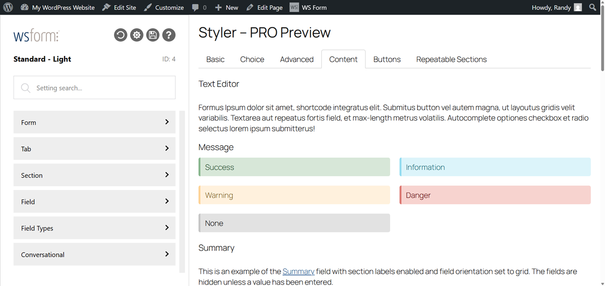 Styles- style editor