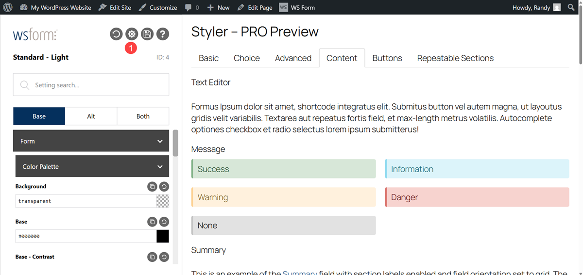 Styles- style editor alternative color scheme