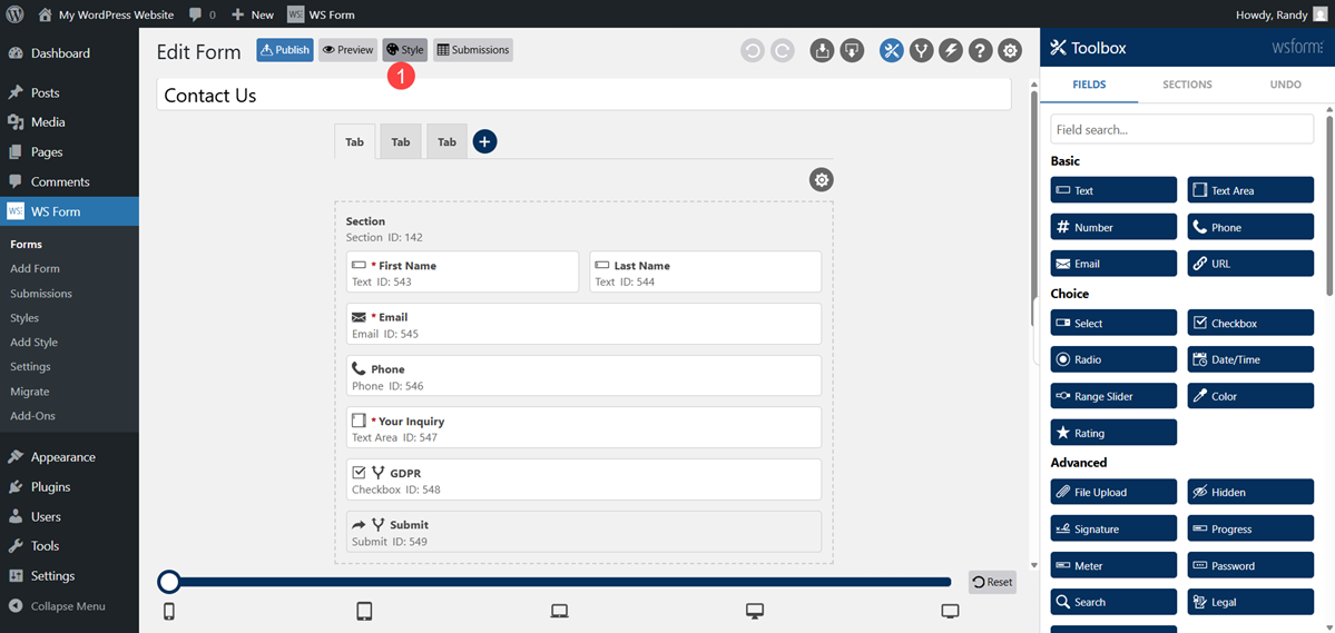 Styles- style specific form