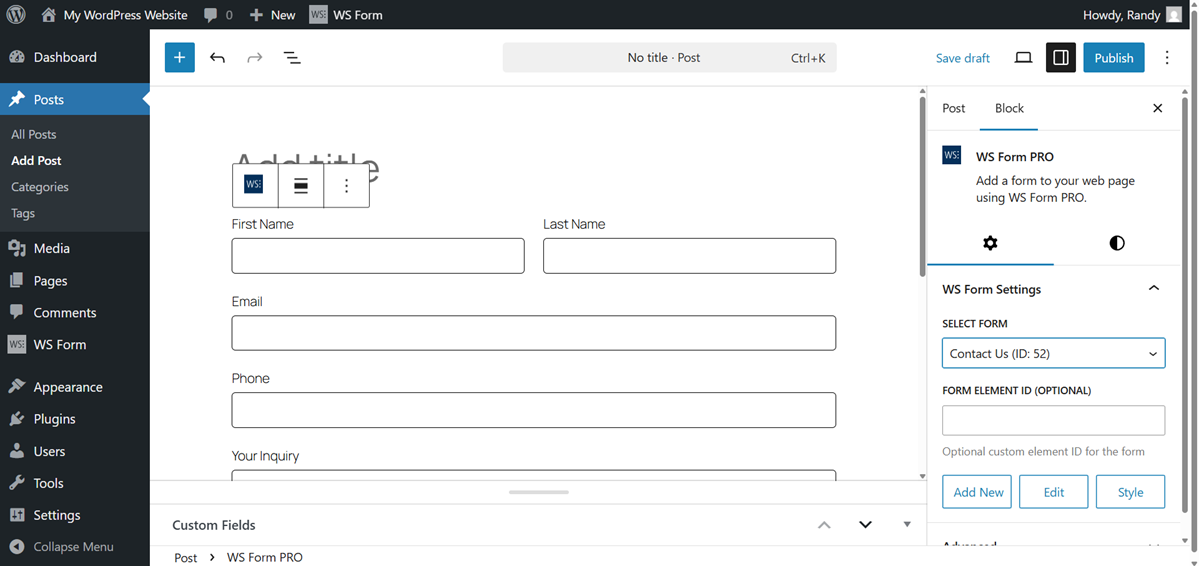 Multiple Embed Options - WS Form Block