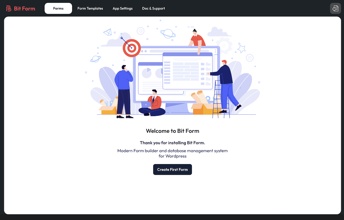 The Bit Form dashboard.