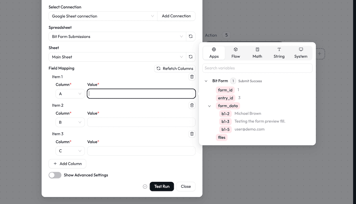 Choosing Values from a submitted Bit Form.
