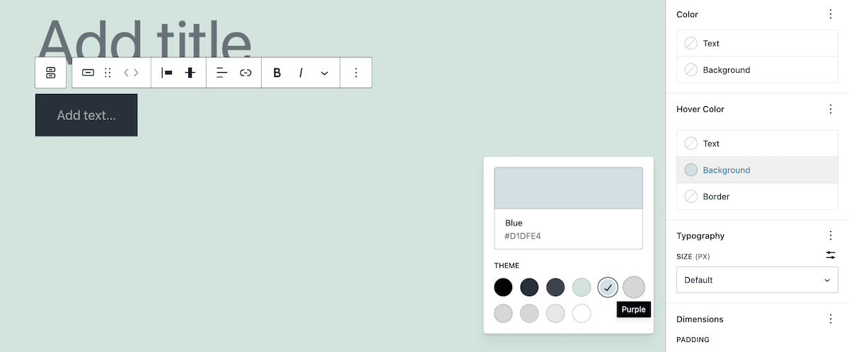 The Buttons Block settings from Better Block Editor.