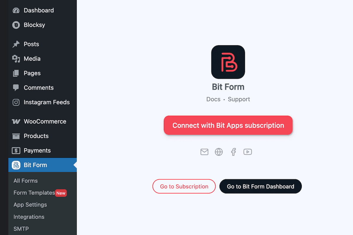 The License screen within Bit Form.