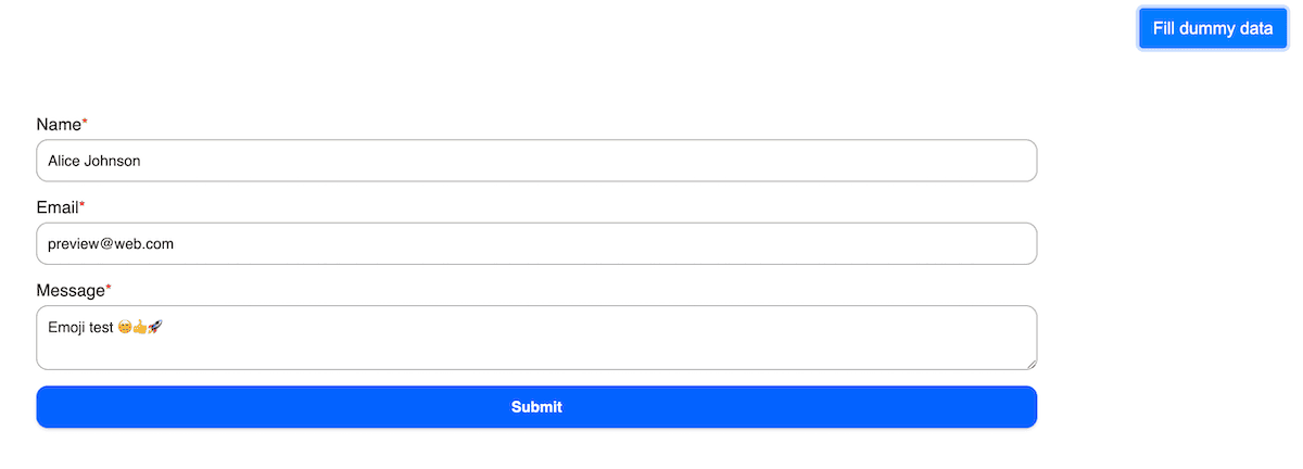 Previewing a contact form within Bit Form.