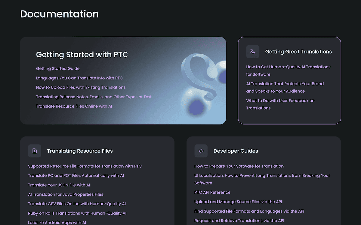 The Private Translation Cloud documentation page.