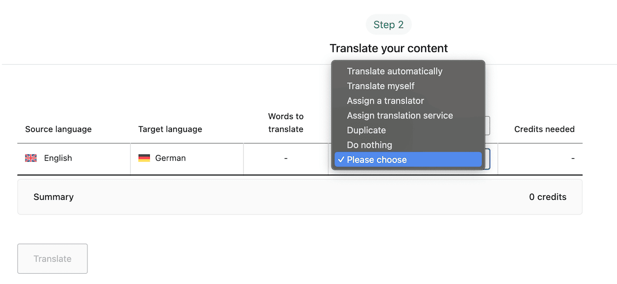 The Step 2 section within the WPML Translation Dashboard.